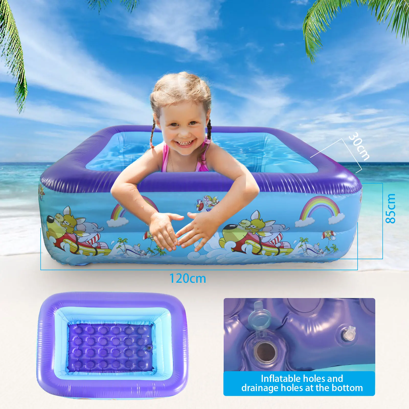 Thickening Inflatable Swimming Pool Family Summer Outdoor Backyard Water Play Pool Bathtub for Kids Children