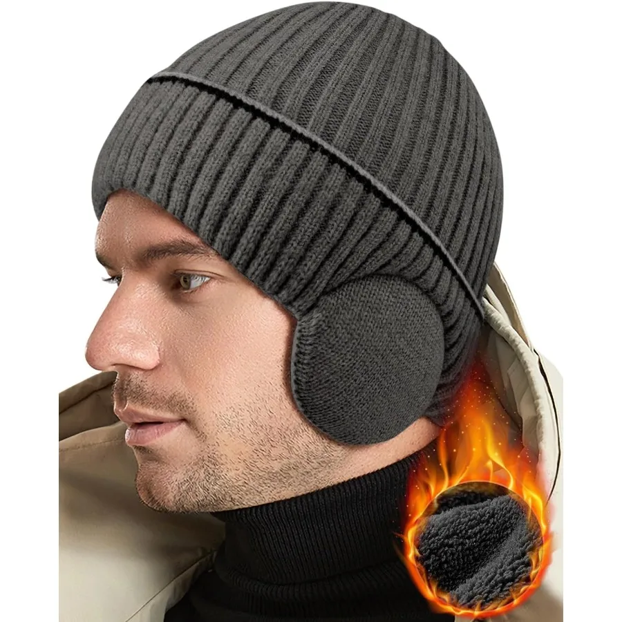 

Зимняя флисовая шапка BEACE, вязаные шапки с ушками для мужчин и женщин, теплые термочулки для улицы, холодной погоды