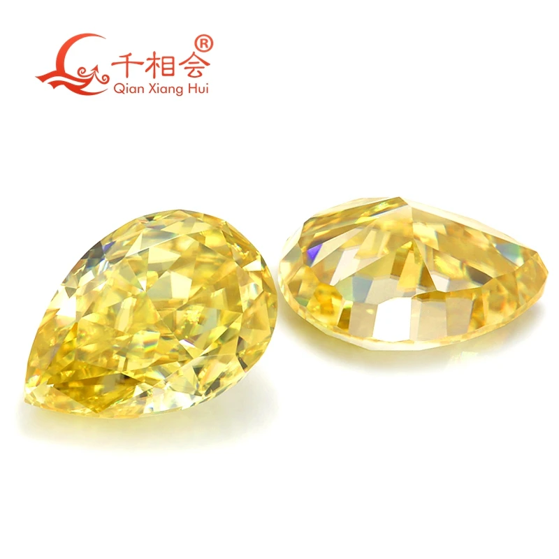 1-6ct Vivid yellow color pear shape ice crushed   cut Moissanite  loose gemstone for jewelry making