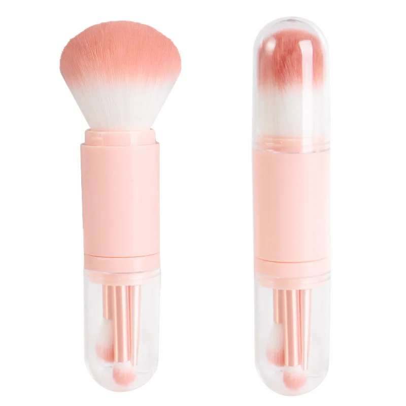 Makeup Brush, 4-in-1 Portable Makeup Brush, Beauty Tool, Mini Eye Brush, Skin Tone Retractable Makeup SET