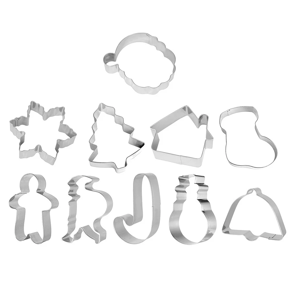 

10 Pcs Cookie Cutters 304 Stainless Steel Christmas Tree Shape Biscuit Mold Easy Clean Non Stick Cake Pastry Tool