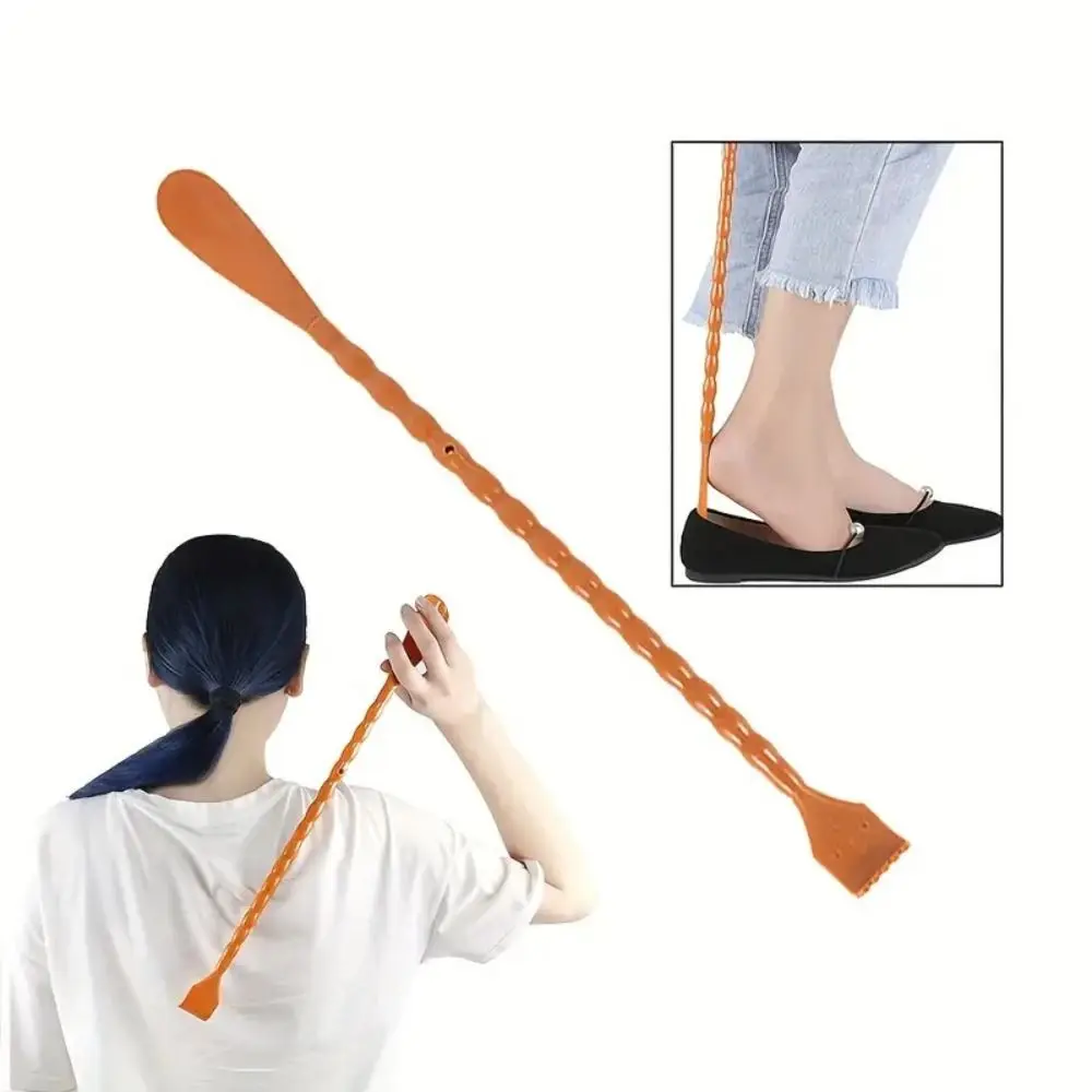 2 in 1 Scratcher Sturdy Shoehorn Shoe Wear Aid Multifunctional Long Handled Shoe Horn Lifter With Hand Shaped Backscratcher