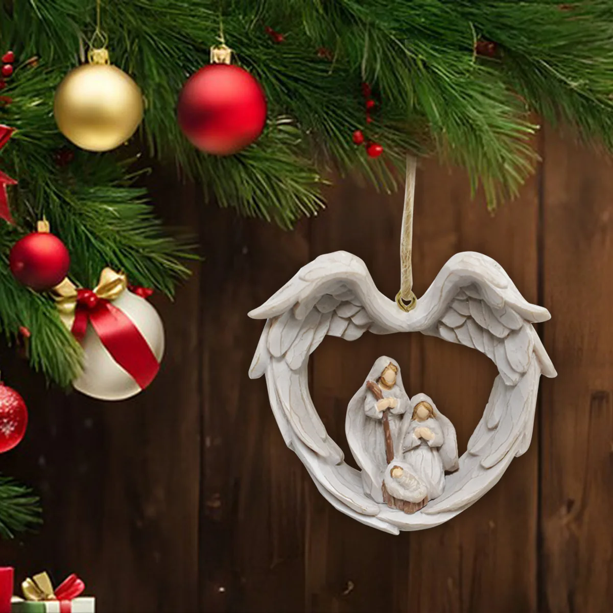 Angel Wing Wall Decor- Religious Home Decor with Christmas Theme