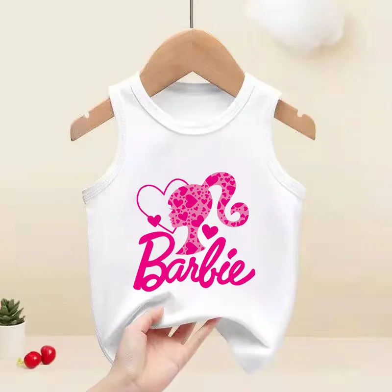 Haut de sport Kawaii Barbie pour enfants, imprimé cœur du film, haut précieux pour garçons et filles, vêtements Anime doux et cool