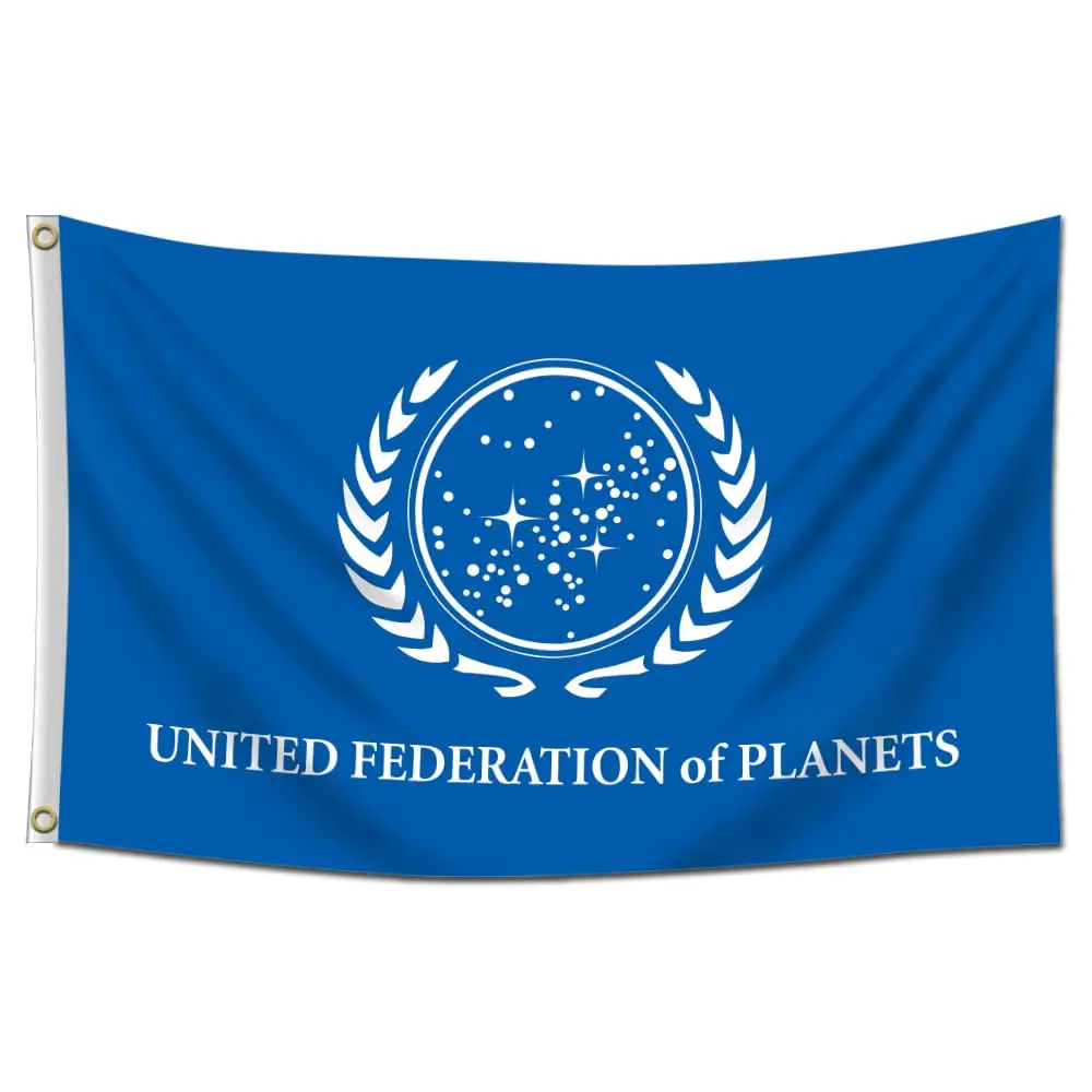 United Federation of Planets Flag Double Sided Black Man Cave Garage with Brass Grommets Vivid Color College Dorm Decor