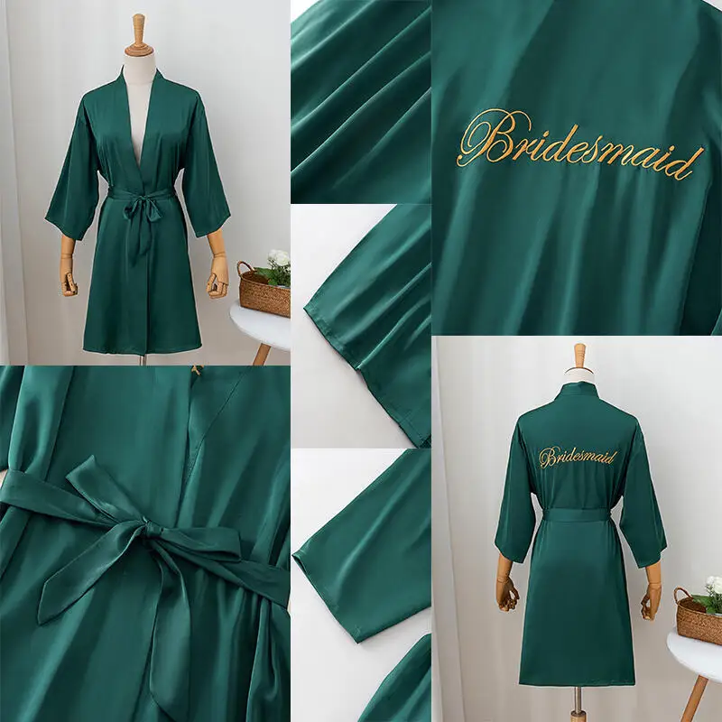 Sexy Embroidery Bride Bridesmaid Wedding Robe Dress Spring Summer New Satin Sleepwear Loose Bathrobe Kimono Gown Home Clothes