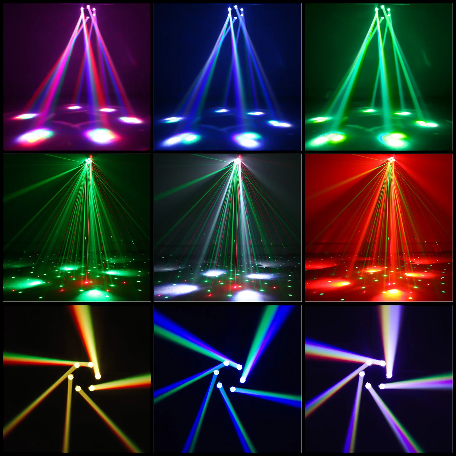 Professional Disco DJ Laser Shake Head Lamp LED 150W 6Arm Bee Eyes RGB Beam Light DMX Strobe Club WorldCup Party Home Decorate