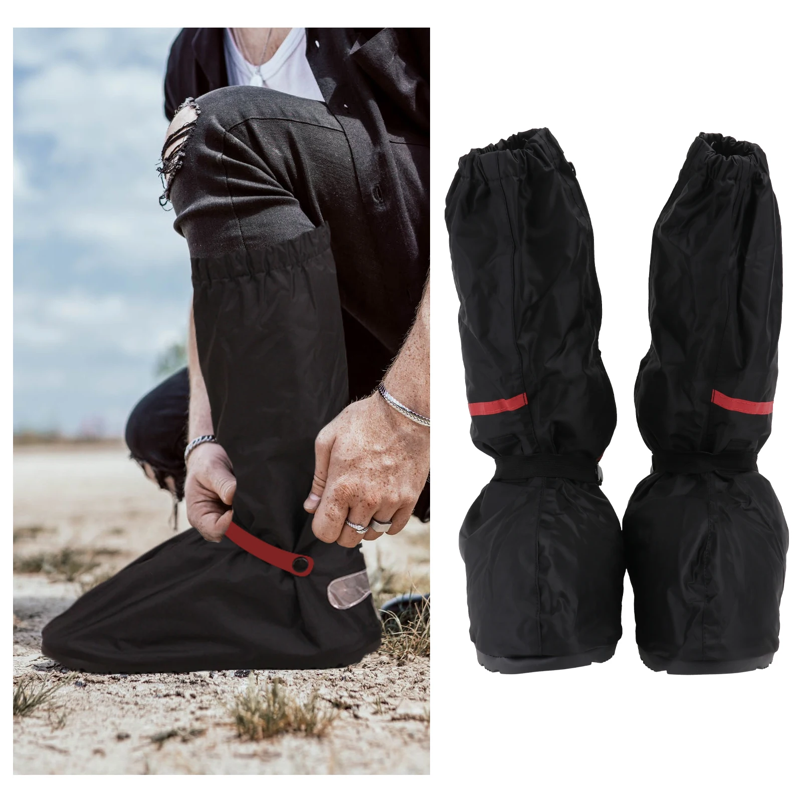 

1Pair Waterproof Overshoes For Mud Rain Protection Anti-Slip Boot Cover Outdoor Shoe Protector Black Thick Sole Cycling