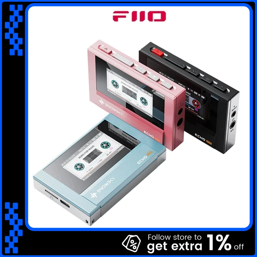 Fiio Snowsky Echo Mini سماعة لاسلكية تعمل بالبلوتوث Mp3 Mini Walkman 8GB دعم مخصص Dsd ريترو محمول بلوتوث لاعب الموسيقى هدية رجل