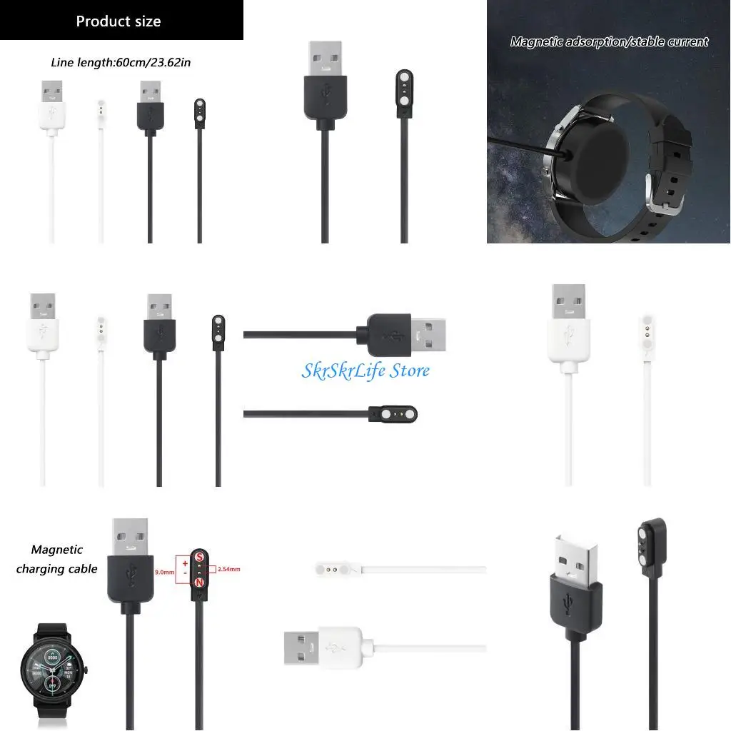 

E65E USB Charging Cable for Watch Lite 2/Air/C2 Smartwatch Secure Connection Lightweight Power Cord Easy Carry