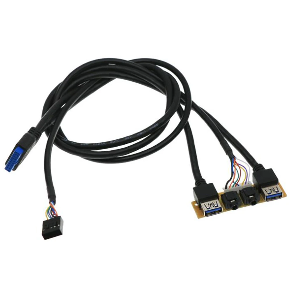 60Cm Voorpaneel Usb3.0 + Usb3.0 + Hd Audio Jack Poorten I/O Board + Interne Draad Usb Bezel Lijn Diy Case Verlenglijn