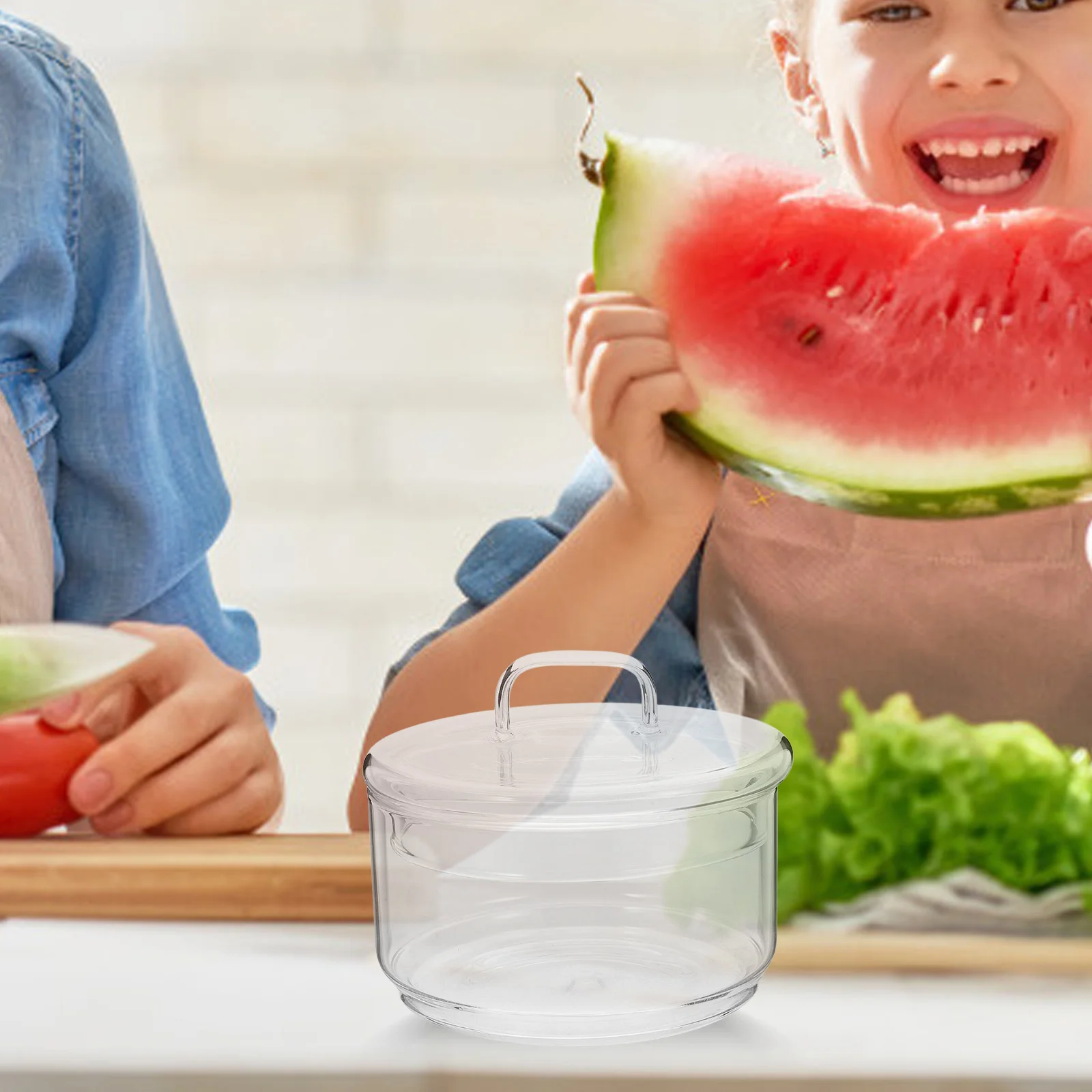 وعاء زجاجي مقاوم للحرارة، قابل للتكديس، موفر للمساحة للفواكه والخضروات والألبان والوجبات الخفيفة، حاوية طعام شفافة #5