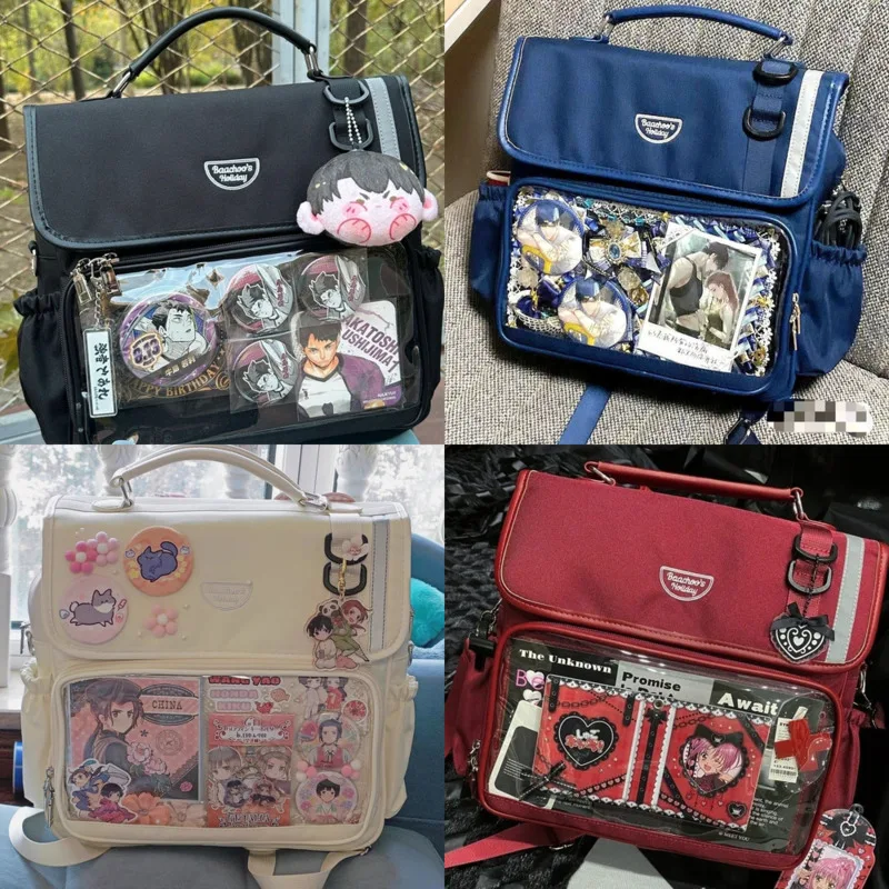 Ita Tas Mode Preppy Stijl Japanse Rugzak Casual Lichtgewicht Hoge Kwaliteit Transparante Pocket Coquette Esthetische Schooltas