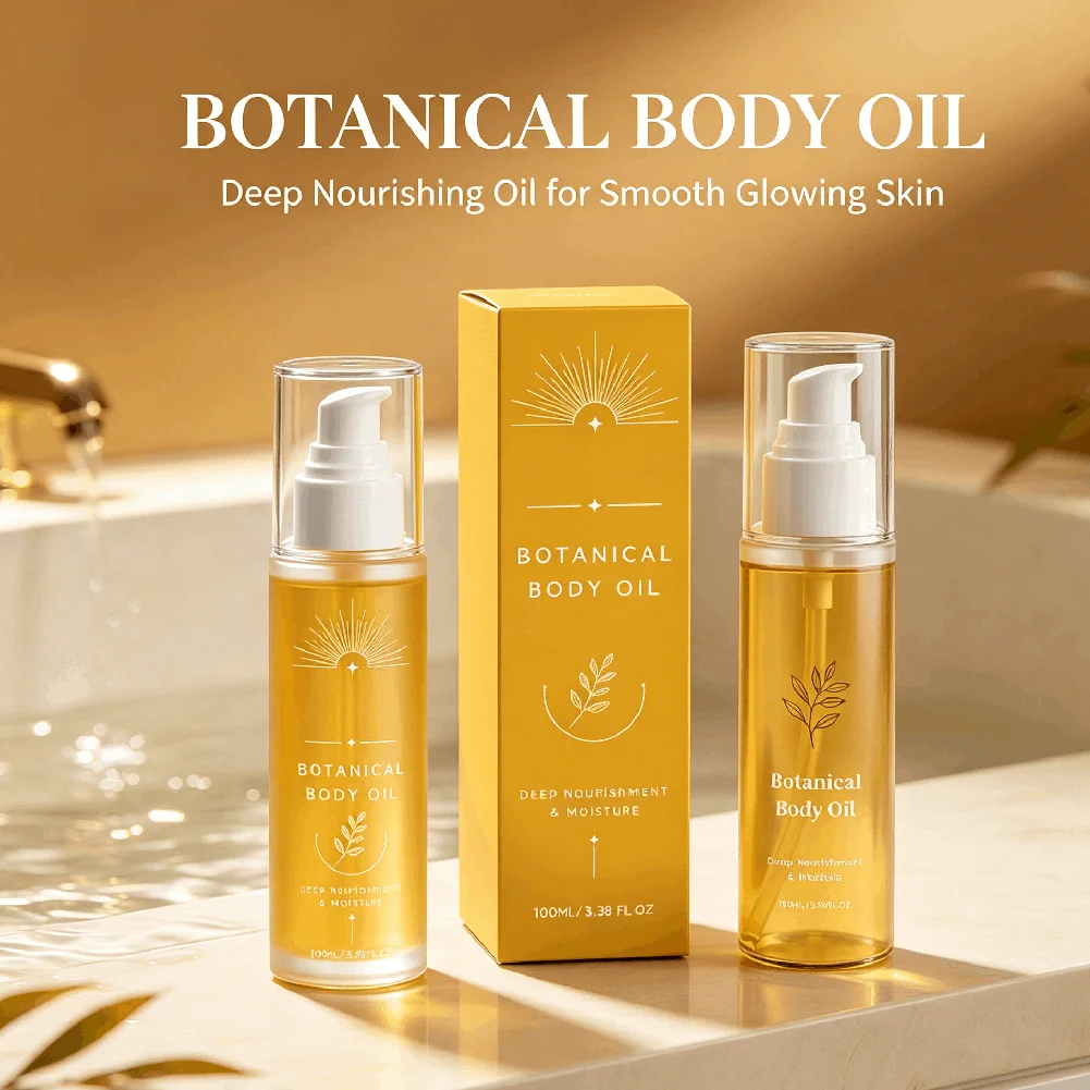 Botanical Body Oil Deep Nourishing Hydrating Massage Oil Portable Moisturizer For Dry Rough Skin Elbows Knees Home Spa Self Care
