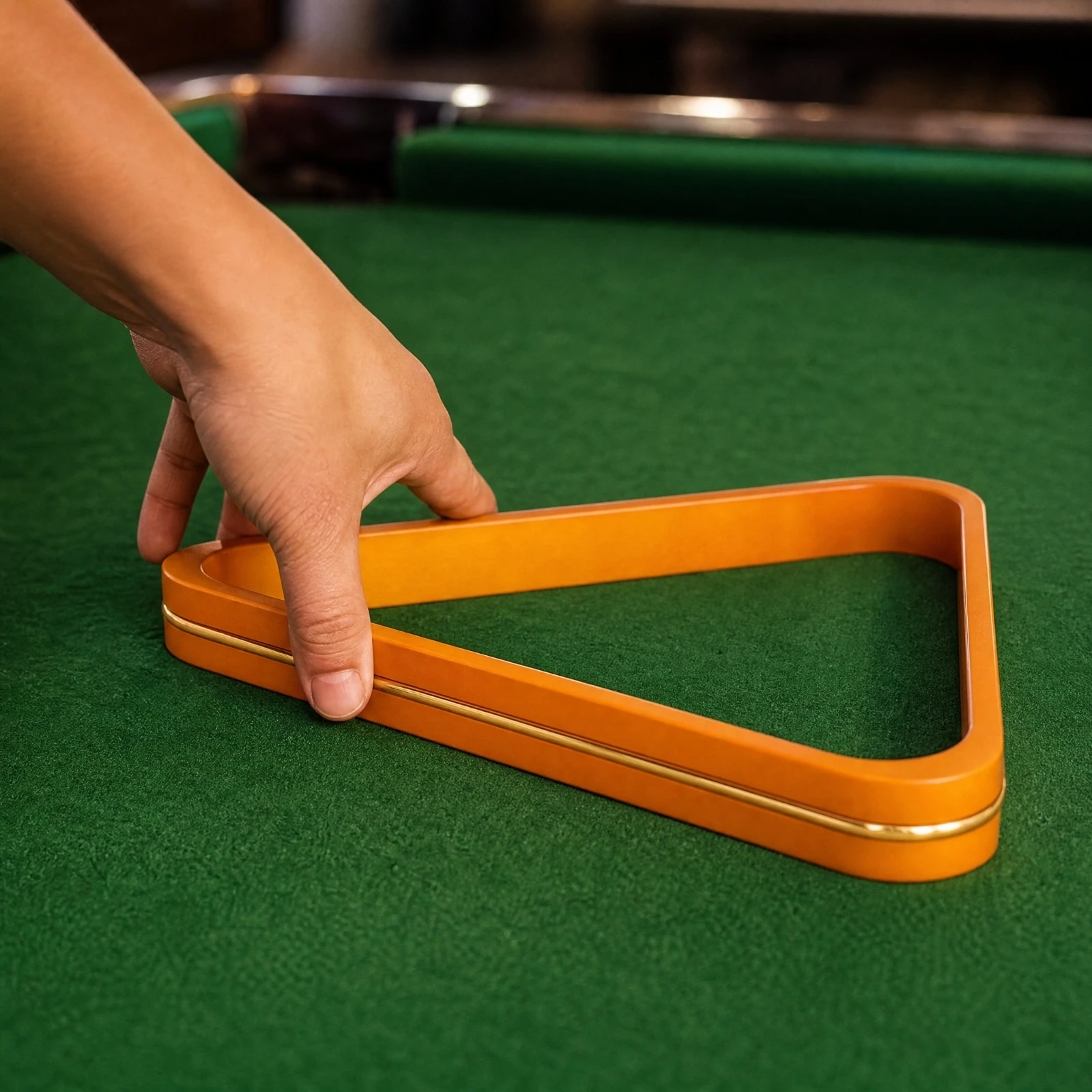 Triangular Billiard Ball Rack Sturdy Wooden Pool Triangle with Gold Trim Solid Fir Billiard Ball Rack 2-1/4 Inch for Club Rooms