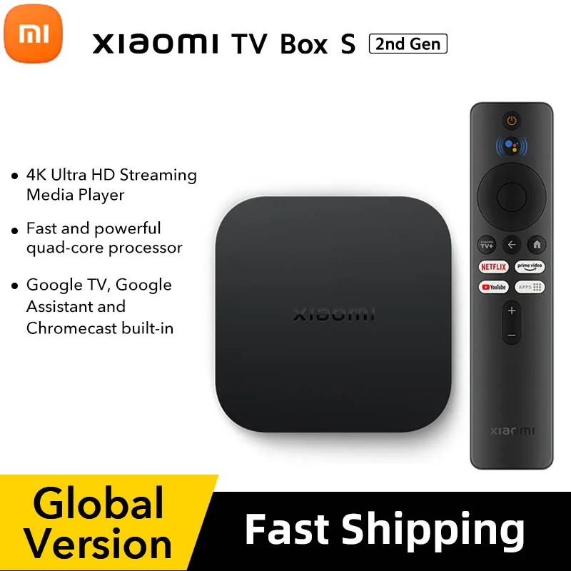 

Стандартная ТВ-приставка Xiaomi Mi TV Box S (2-е поколение) 4K Ultra HD BT5.2 2 ГБ 8 ГБ Google TV Google Assistant Smart TV Box