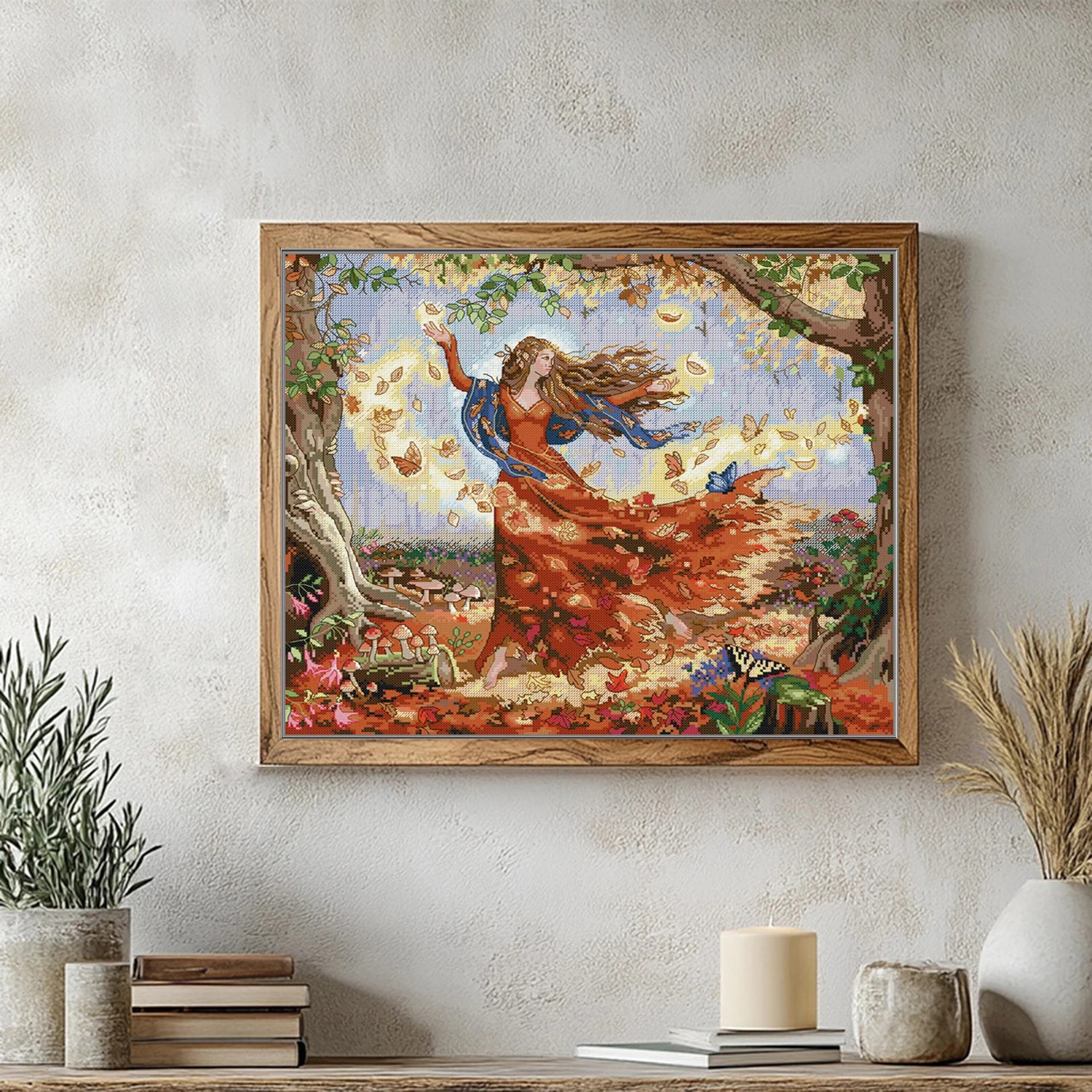 

Joy Sunday Pre-printed Cross Stitch Kit DIY Easy Pattern Aida 14/11CT Stamped Fabric Embroidery Set-Butterfly Fairy 14