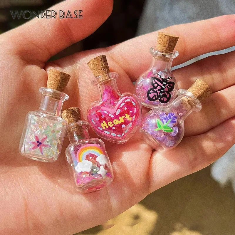 Mini Glass Bottles Flasks With Cork Stoppers Transparent Wishing Gifts Healing Lucky Drifting Empty Tiny Jars Decoration