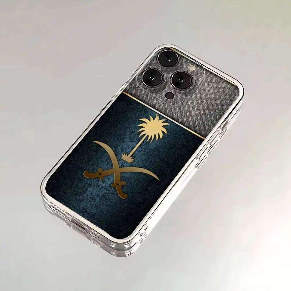 المملكة العربية السعودية حافظة هاتف بعلم آيفون 17,16,15,14,13,12,Pro,Max,Plus,E,SE4,Air,Mini غطاء شفاف #3