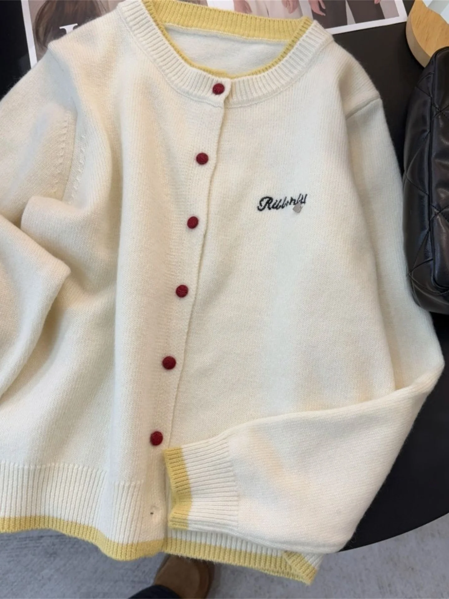 Suéter de Punto para Mujer Talla Grande, Estilo Coreano, Otoño Invierno, Holgado, Cubre la Grasa, Adelgazante, Bordado, Cárdigan Abierto