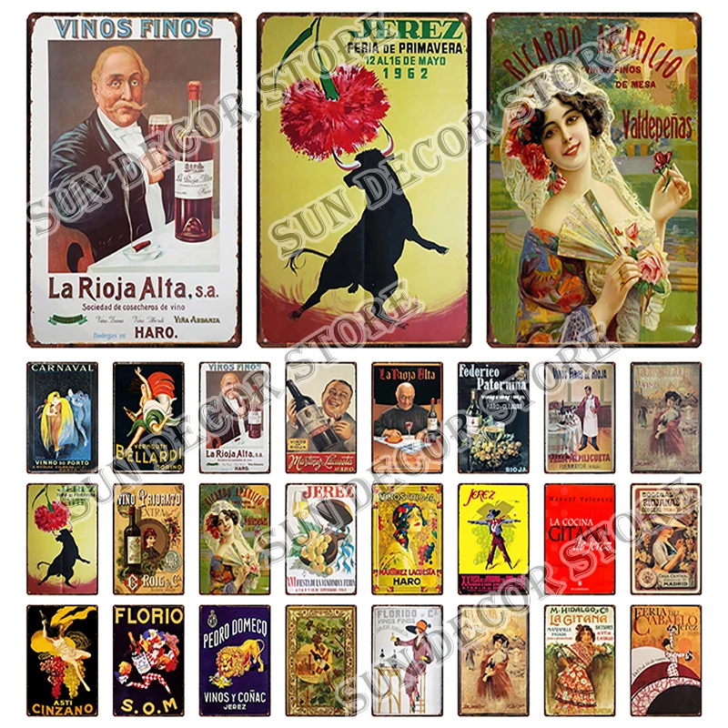 Placa de señal de Metal para decoración de pared, placa Retro de 8x12 pulgadas, para Bar, cueva, Club, Jérez FLORIO, vino español, A-2348
