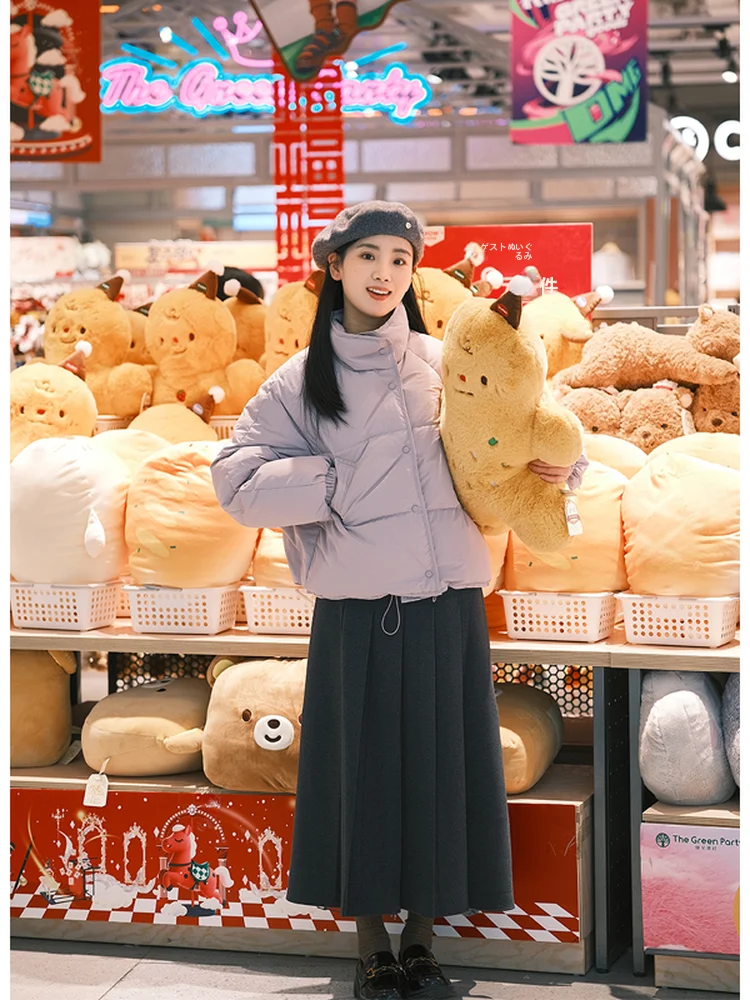 

Юбка-трапеция с высокой талией из шерсти, плиссированная, стройнящая, скрывающая бедра, в корейском стиле, однотонная, универсальная, осенне-зимняя