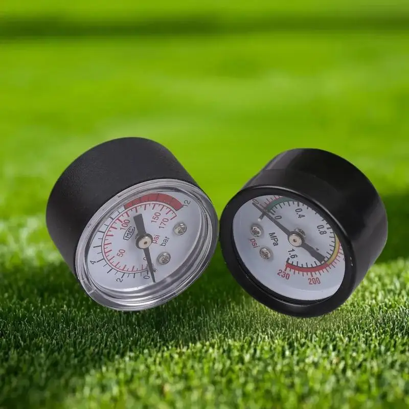 เกจวัดแรงดันลมแบบใช้งานได้จริง: ตรวจสอบของเหลวไฮดรอลิกแบบนิวเมติก, 0-12 บาร์ / 0-170 PSI, หน้าปัดใช้งานง่าย