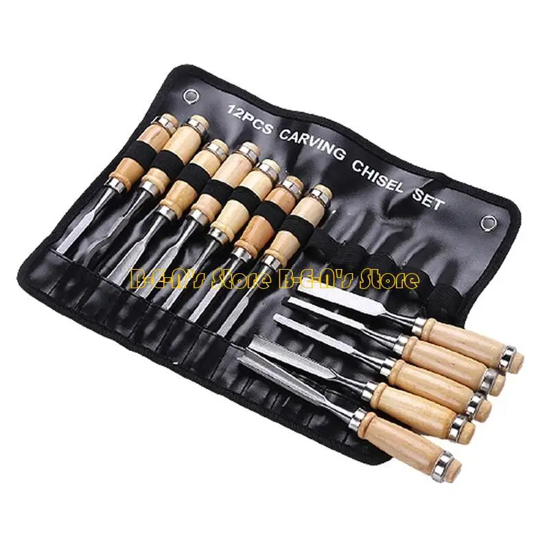 Y1AD Carving Tools Woodworking Gouges Set Woodworking Drilling Carving Engraving Gift for DIY Lovers and Adults for Leather