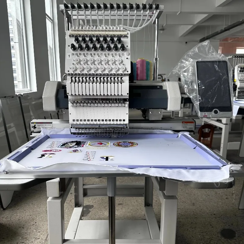 Commercial Embroidery Sewing Machine 1-Head Computerized Flat Embroidery Machine Customized Shirts Garments Caps Household Used