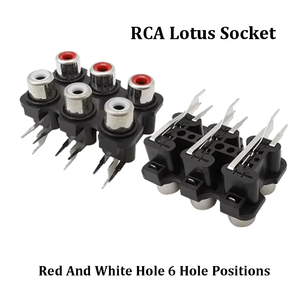 1Pcs 2/4/6 Hole RCA Female Plug Stereo Audio Jack Audio AV Socket Input Plug Lotus Series Amplifier Interface Signal Connection