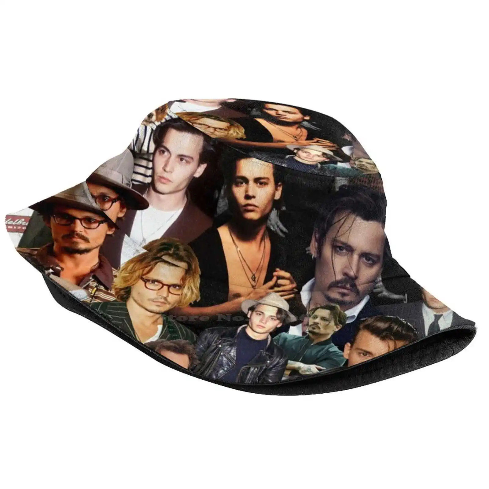 Johnny Depp Sexy Collage Pattern Design Printed Travel Bucket Hats Johnny Depp Sexy Collage Cry Baby Pirates Of The Sweeney