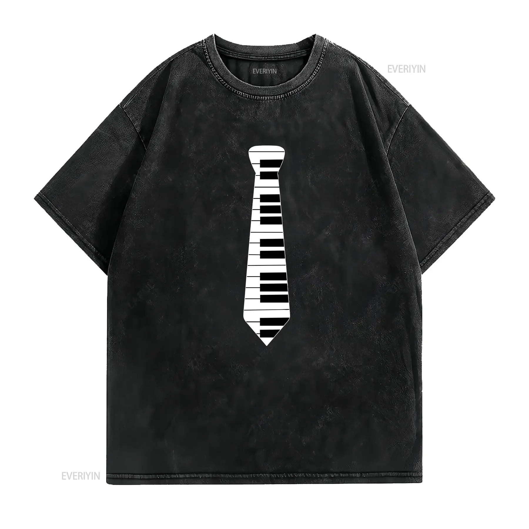 Piano T Shirt Tie Music Necktie For Player Teacher PianisT s vintage Washed Slightly Comfortable Stretched Breathable Soft