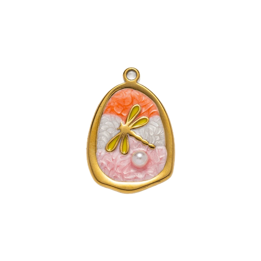 5 قطعة الفولاذ المقاوم للصدأ المينا اليعسوب تقليد اللؤلؤ Charms قلادة DIY بها بنفسك القلائد سوار مستلزمات صناعة المجوهرات الحرف اليدوية