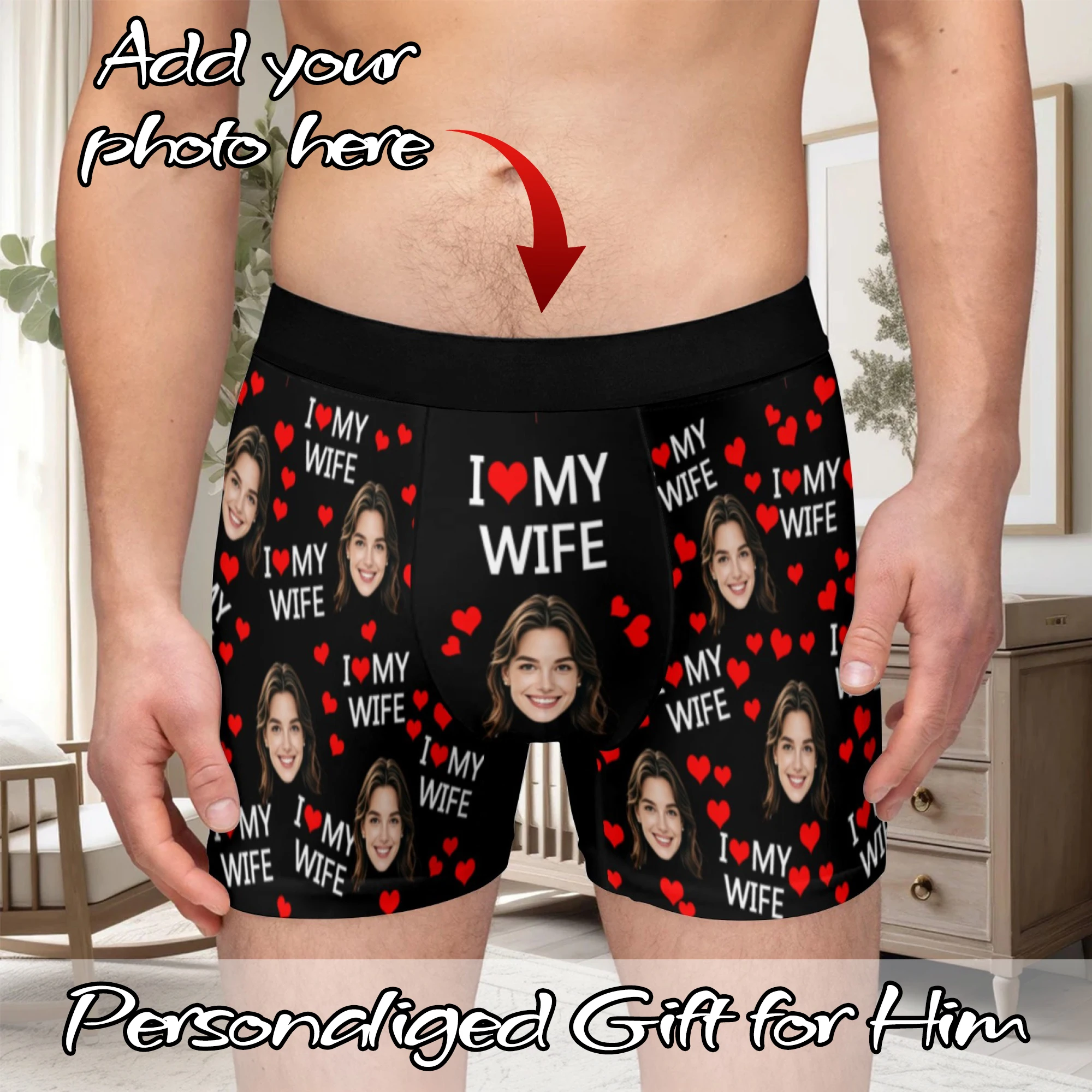 Custom Valentine Day Boxers For Men Personalized Men Underwear Custom Boxer Briefs Funny Face Gift For Boyfriend Husband