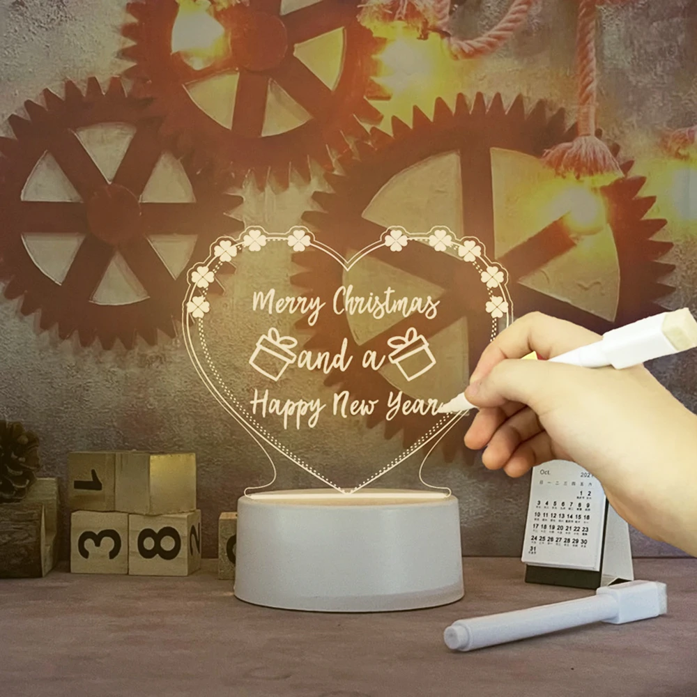 Creative LED Note Board Night Light with USB Message Board Pen Holiday Lighting Children Girlfriend Gift DIY Decorative Lamp