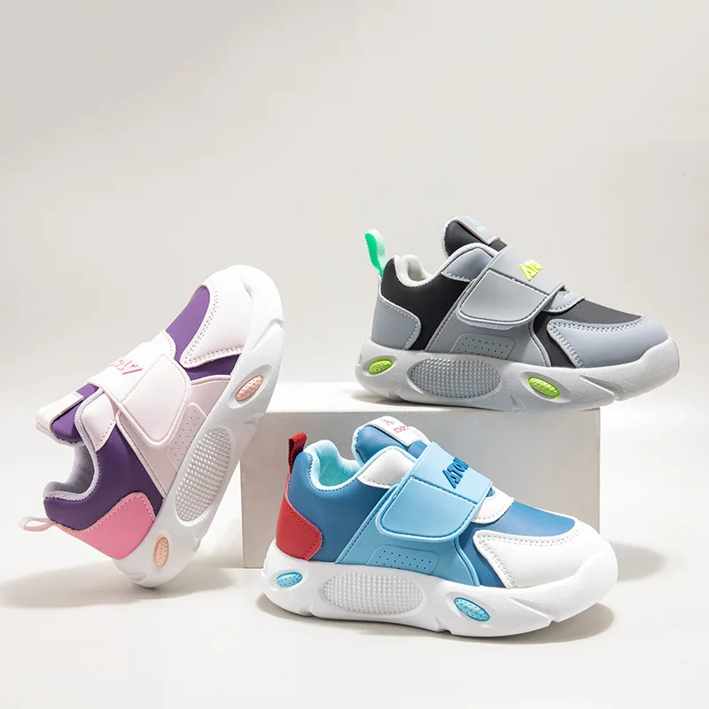 Autumn Winter Children's Shoes, Boys' Sports Shoes, Leather Surface, Breathable, Non-Slip, Versatile Sports Shoes for Children