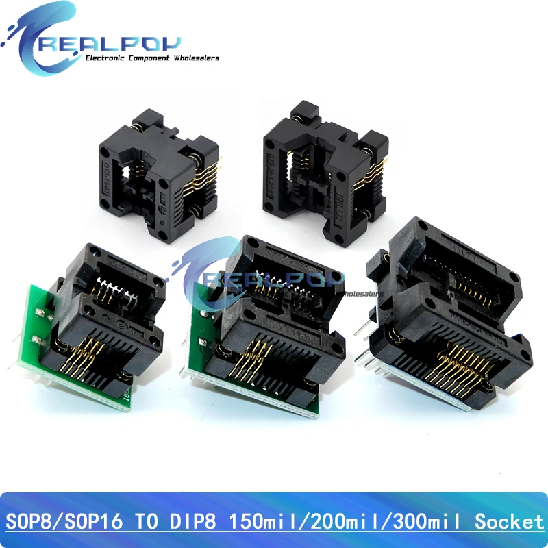 SOP16 to DIP8 Wide-body Seat Wide 150mil 200mil 208mil 300mil Programmer SOP8 Adapter Socket for EZP2010 EZP2013 CH341A IC test