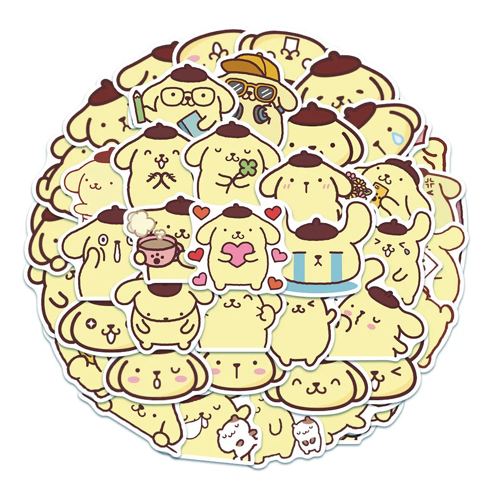 10/30/50pcs Kawaii Pompom Purin Stickers Cute Cartoon Decal for Kids Toy DIY Phone Skateboard Guitar Fun Sanrio Graffiti Sticker