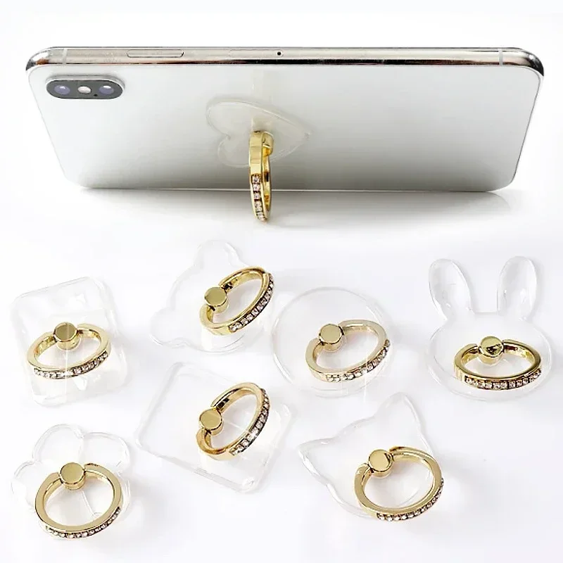 

360° Degree Rotation Clear Transparent Finger Grip Kickstand Compatible Tablet Accessories Cell Phone Ring Holder Stand
