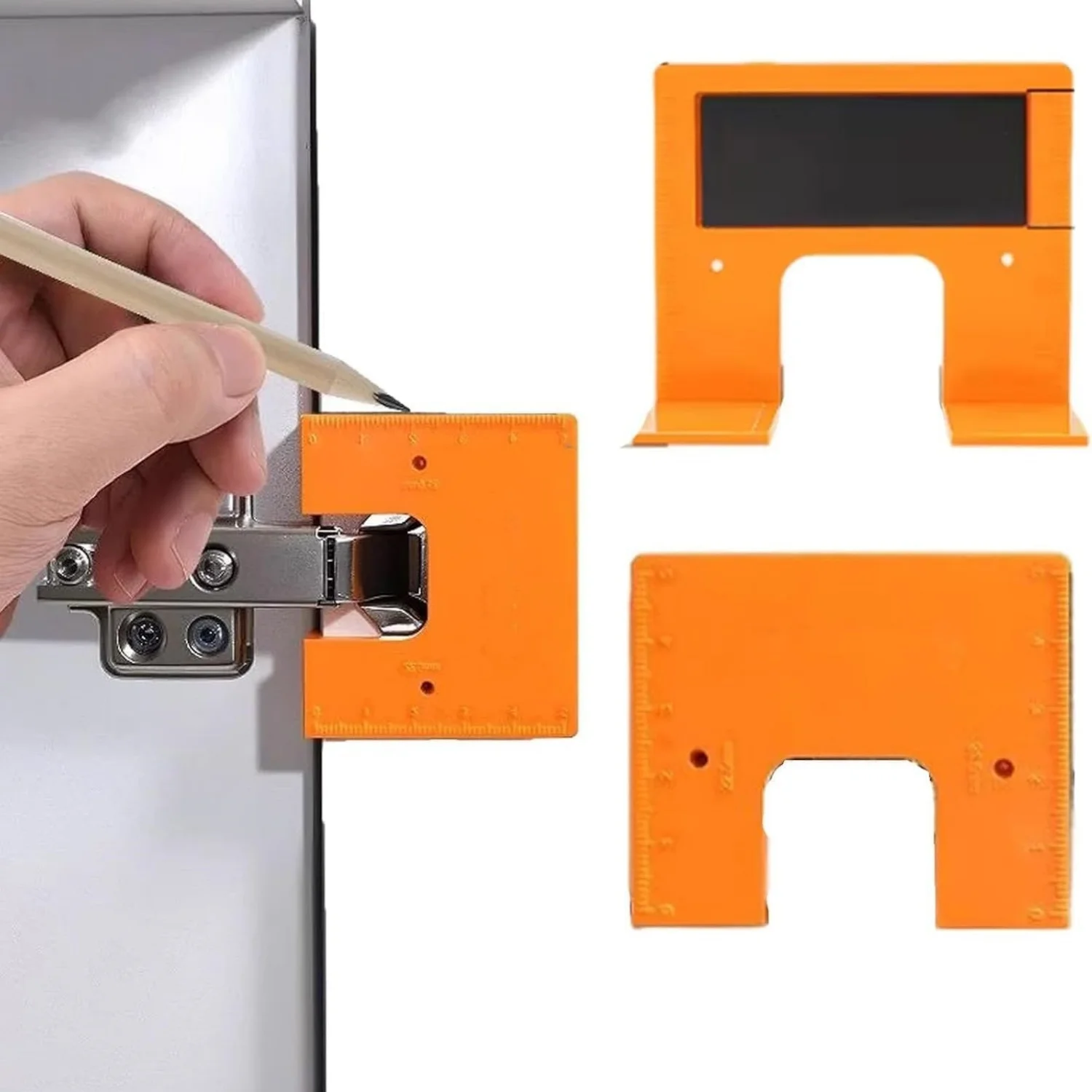 Magnetic Cabinet Door Hinge Spacer with Scale, 2mm Gap Alignment Tool for Cabinet Door Installation, Magnetic Hinge Jig