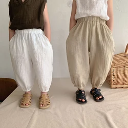 100% baumwolle Doppel Gaze kinder Hosen Frühling Sommer Neue Jungen Und Mädchen Casual Japanischen Feste Hosen Baby Pumphose WTP110