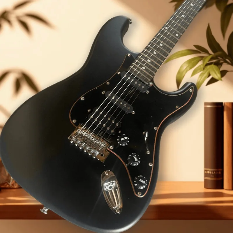 Hot Sales 6 String STX Style Electric Guitar Matte Black SSH Pickups Tremolo Bridge Rock Blues Guitar Beginner Unisex