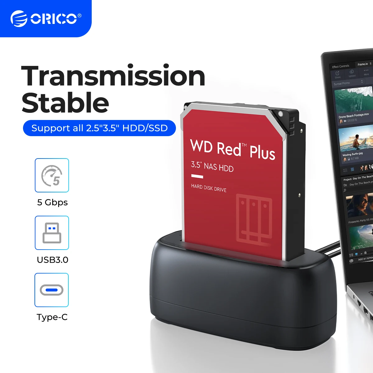 

Док-станция ORICO SATA-USB3.0 для жесткого диска для корпуса SSD-диска 2,5 дюйма, 3,5 дюйма, скорость 5 Гбит/с, док-станция для жесткого диска, корпус для жесткого диска