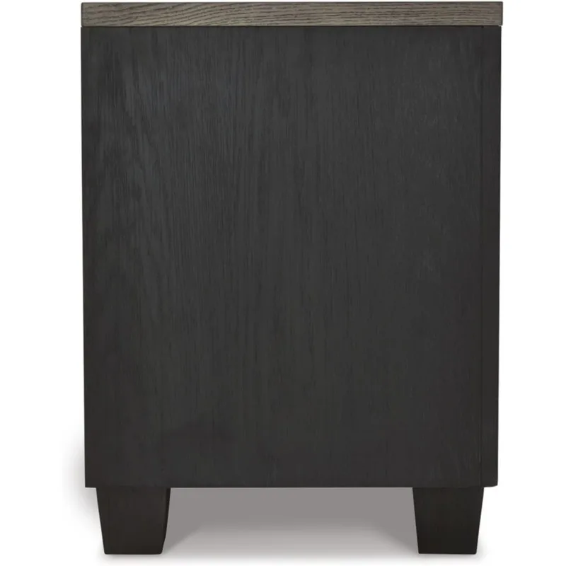 Foyland Modern Nightstand with 2 Drawers and USB Ports, Dark Brown