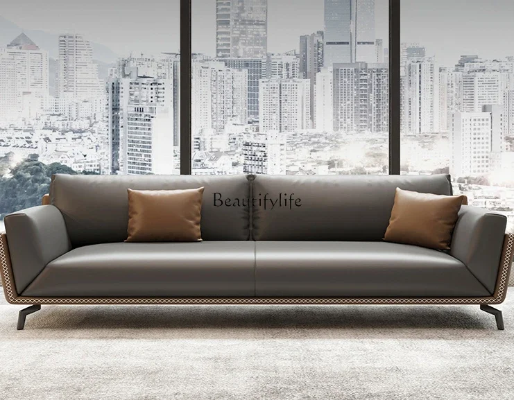 

LOffice Sofas Tea Table Combination Simple Modern Business Meeting Negotiation Reception Room Leather Sofa