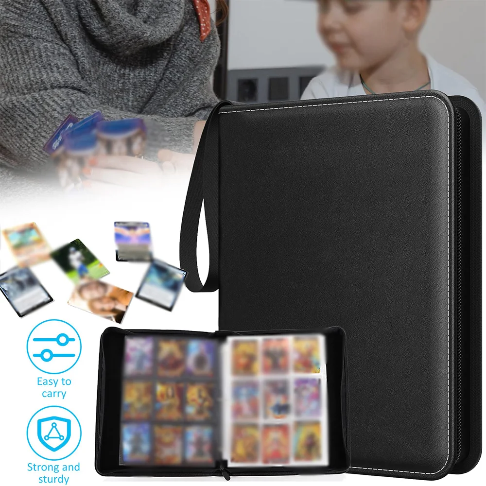 Sammelkarten-Ordner mit 900 Fächern, Reißverschluss-Handschlaufe, Kartenmappe für Kinder und Erwachsene, Geschenk für Sammler