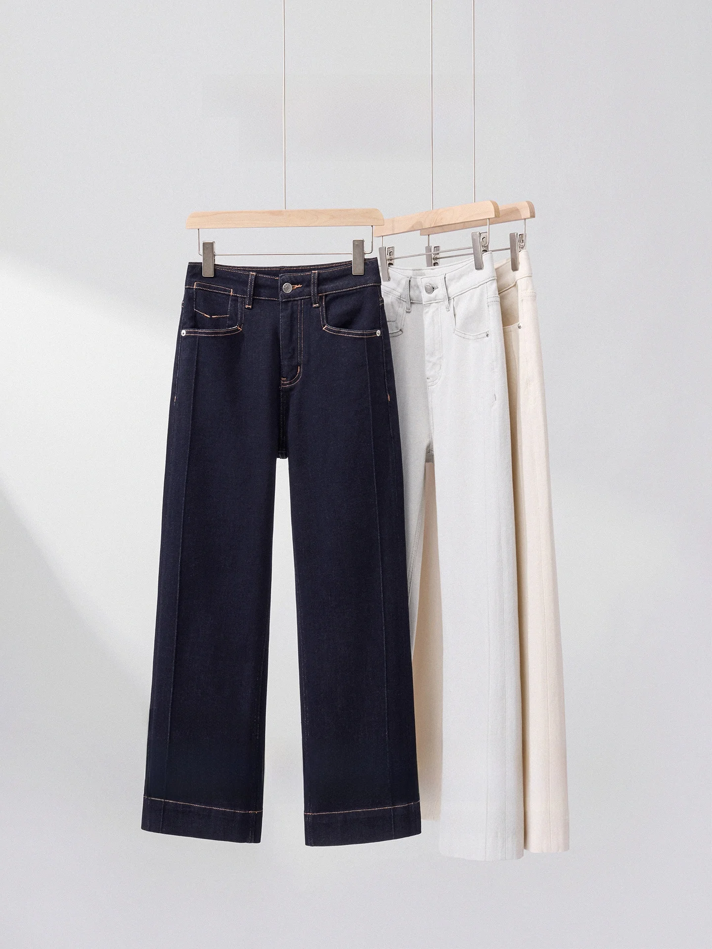 

High Waist Straight Leg Jeans Women's Summer Small Size Micro Wide 9 Pants Spybunny Premium Quality Lyocell Denim