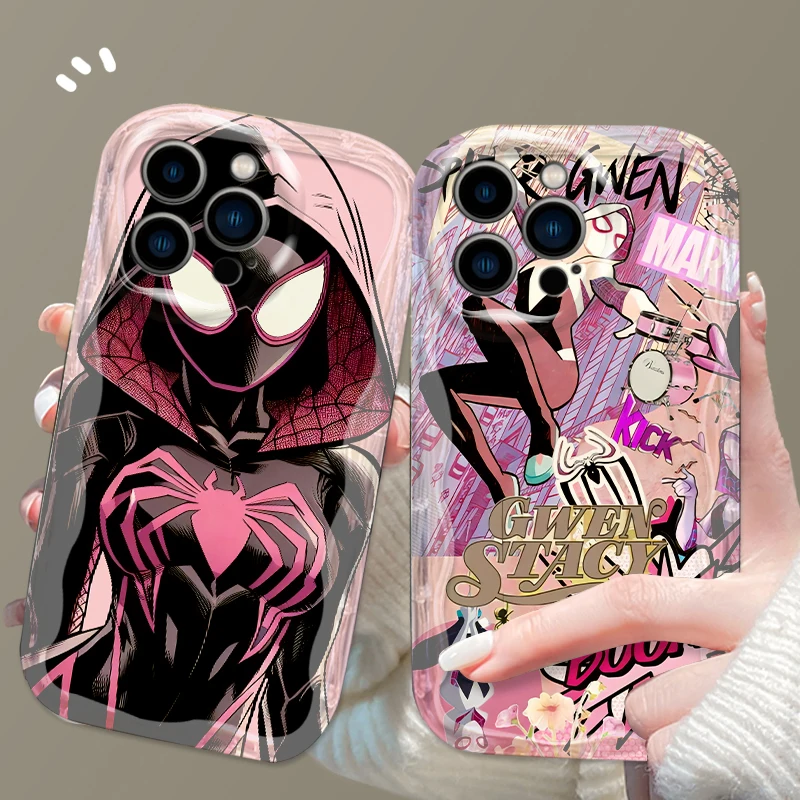 Spider-Woman M-Marvel For Apple iPhone 15 14 13 12 11 XS XR X Pro Max Plus Wave Oil Cover Phone Case