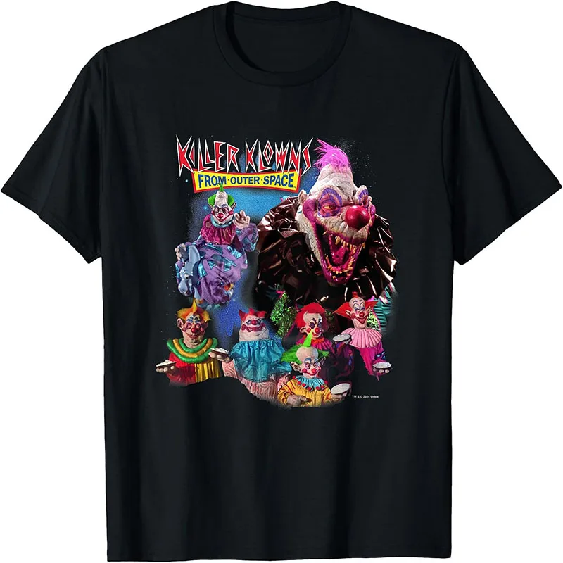 Killer Klowns From Outer Space Horror Movie Vintage Character Collage Graphic T-Shirt Halloween Tee