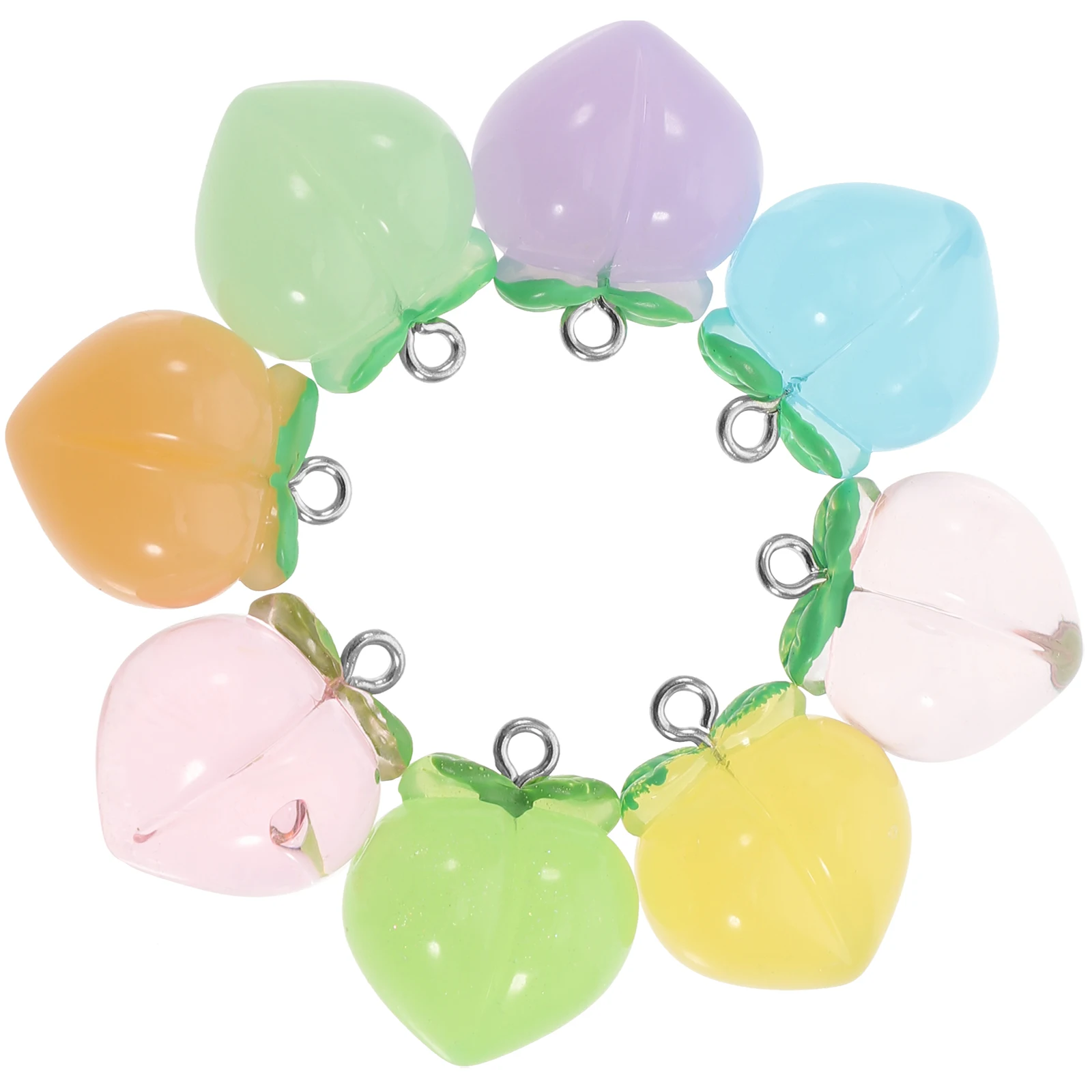 20 pçs doce cor pingente ornamento reutilizável encantos pêssegos diy colar pequena resina em massa misturada tamanho pequeno